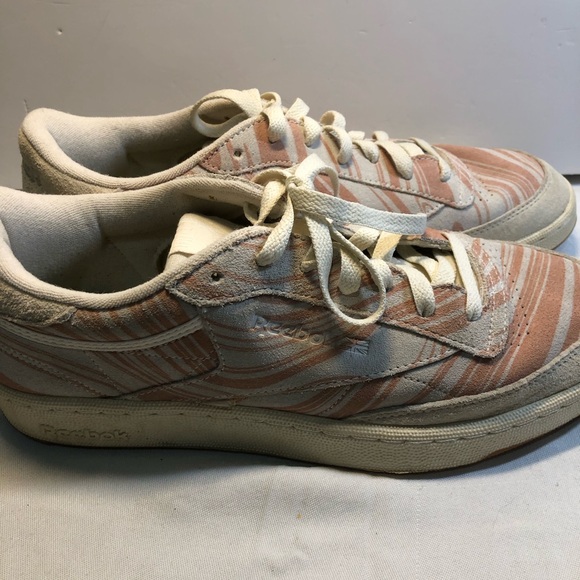 Reebok Club C 85 Men’s Size 11 Sneakers pink swirl design suede - Picture 6 of 12
